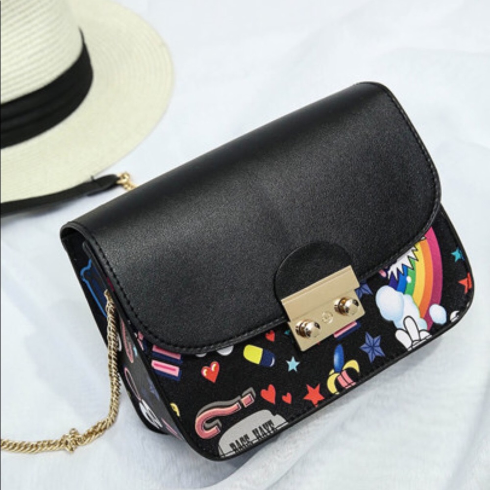 Cartoon plush chain flap crossbody purse